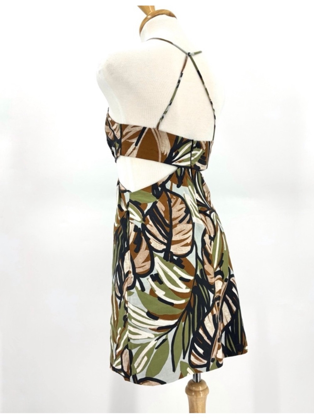 Zara NWOT Floral Print Linen Blend Strappy Sleeveless Cutout Mini Dress, Small - Picture 6 of 9